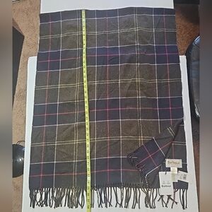 NWT Barbour Tartan Scarf/ Wrap With Fringe 69x28